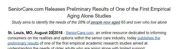 Seniorcare press release example
