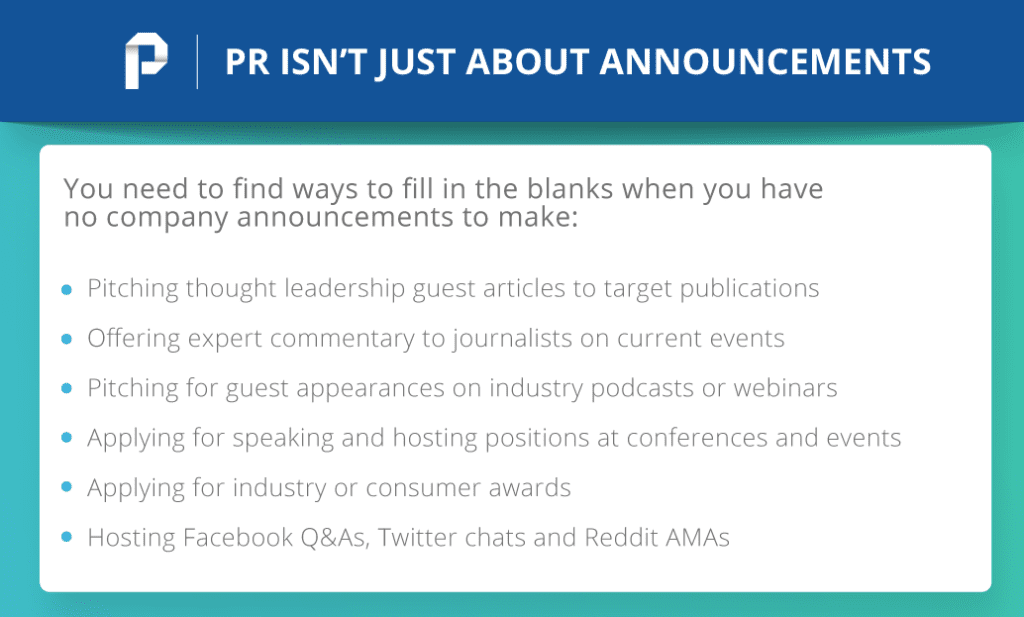 PR isnt just about announcements infographic