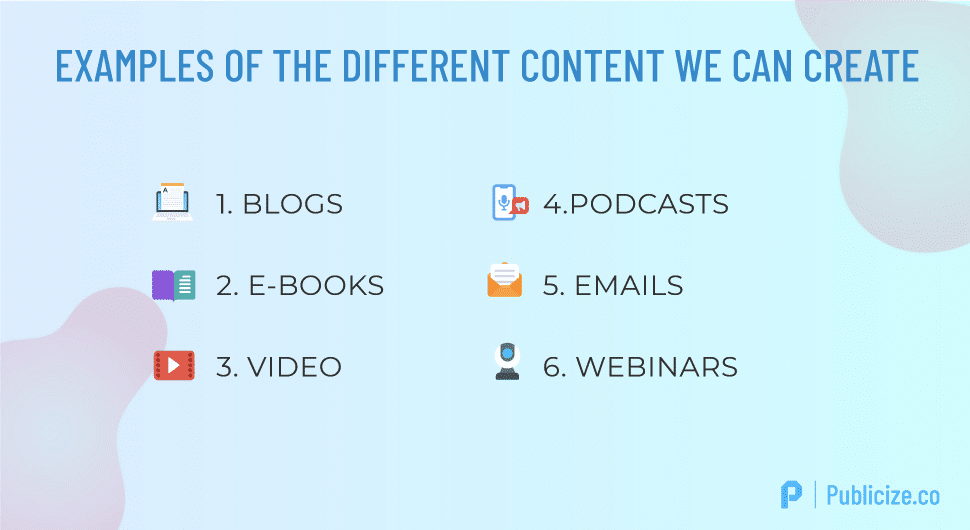 DIFFERENT CONTENT ICONS